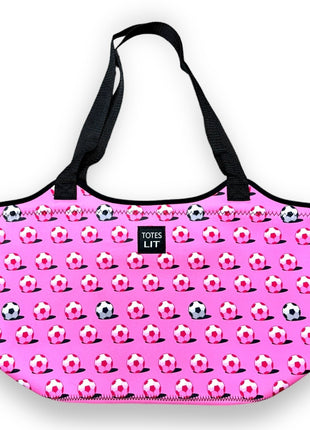 Pink Soccer Neoprene Tote - Drink Handlers