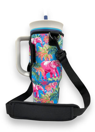 Preppy Elephant 40oz Tumbler With Handle Sleeve - Drink Handlers