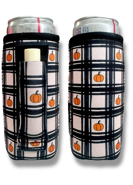 Pumpkin Gingham 12 - 16oz Slim Can Handler™ - Drink Handlers