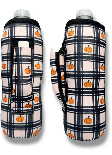 Pumpkin Gingham 16 - 24oz Soda & Water Bottle / Tallboy Can Handler™ - Drink Handlers