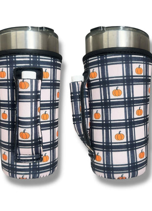 Pumpkin Gingham 20oz Large Coffee / Tea / Tumbler Handler™ - Drink Handlers