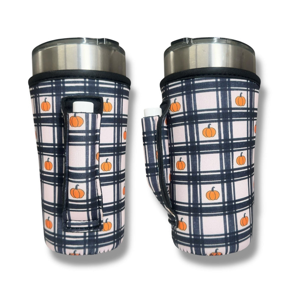 Pumpkin Gingham 20oz Large Coffee / Tea / Tumbler Handler™ - Drink Handlers