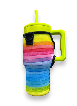 Rainbow 25-35oz Tumbler With Handle Sleeve - Drink Handlers