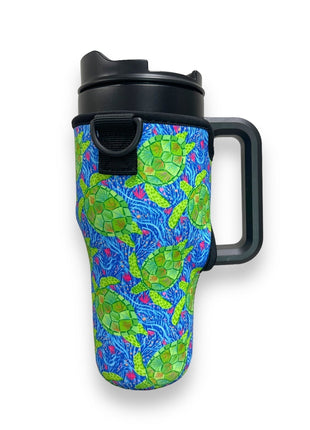 Sea Turtles 25-35oz Tumbler With Handle Sleeve - Drink Handlers