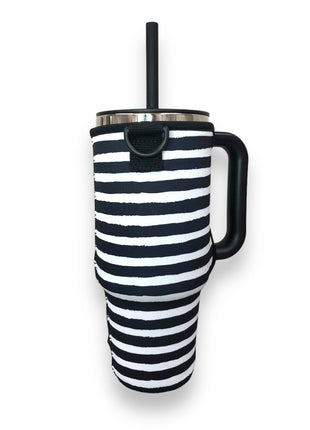 Stripes 40oz Tumbler With Handle Sleeve - Drink Handlers