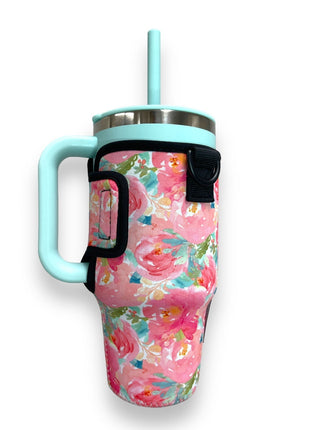Summer Blooms 25-35oz Tumbler With Handle Sleeve - Drink Handlers