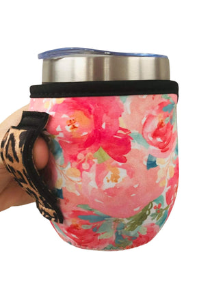 Summer Blooms W/ Leopard 12oz Wine Tumbler Handler - Drink Handlers