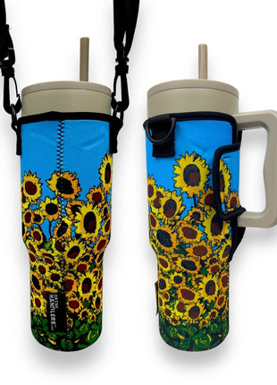Sunflowers 40oz Tumbler With Handle Sleeve - Drink Handlers