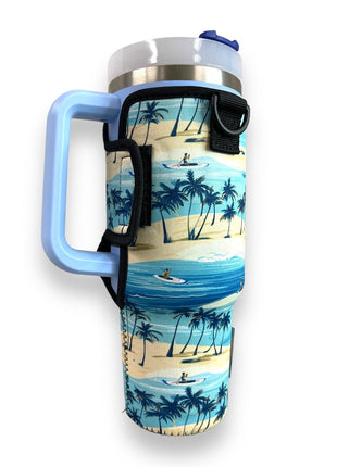 Surf 40oz Tumbler With Handle Sleeve - Drink Handlers