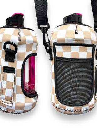 Tan Checkerboard 1/2 Gallon Jug Carrying Handler™ - Drink Handlers