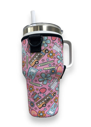Teacher Back To School 25-35oz Tumbler With Handle Sleeve - Drink Handlers