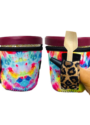 Tie Dye w/ Leopard Pint Size Ice Cream Handler™ - Drink Handlers