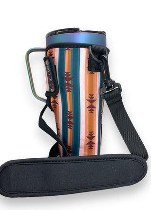 Western Aztec 25-35oz Tumbler With Handle Sleeve - Drink Handlers