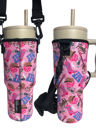 Yee Haw Cowgirl 40oz Tumbler With Handle Sleeve - Drink Handlers