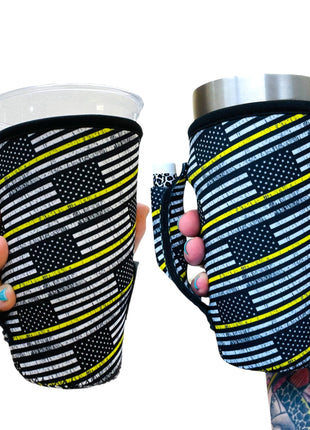 Yellow Line 20oz Large Coffee / Tea / Tumbler Handler™ - Drink Handlers