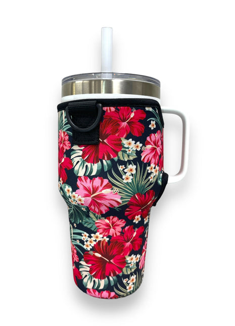 Hibiscus 25-35oz Tumbler With Handle Sleeve