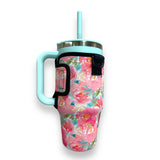 Summer Blooms 25-35oz Tumbler With Handle Sleeve