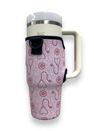 Nurse Leopard 25-35oz Tumbler With Handle Sleeve