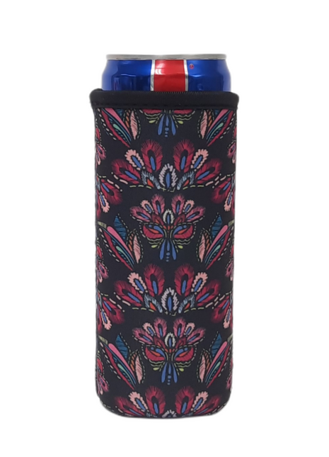 Pink Embroidery 12oz Slim Can Cooler