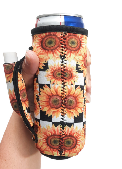 Sunflowers & Checkers 12oz Slim Can Handler™