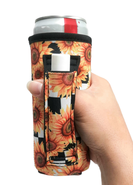 Sunflowers & Checkers 12oz Slim Can Handler™