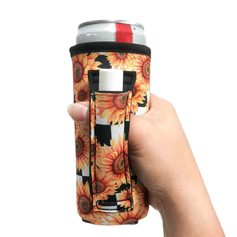 Sunflowers & Checkers 12oz Slim Can Handler™