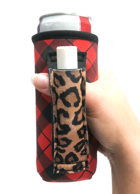 Red Plaid w/ Leopard 12oz Slim Can Handler™