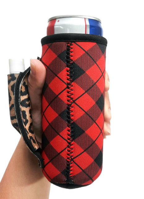 Red Plaid w/ Leopard 12oz Slim Can Handler™