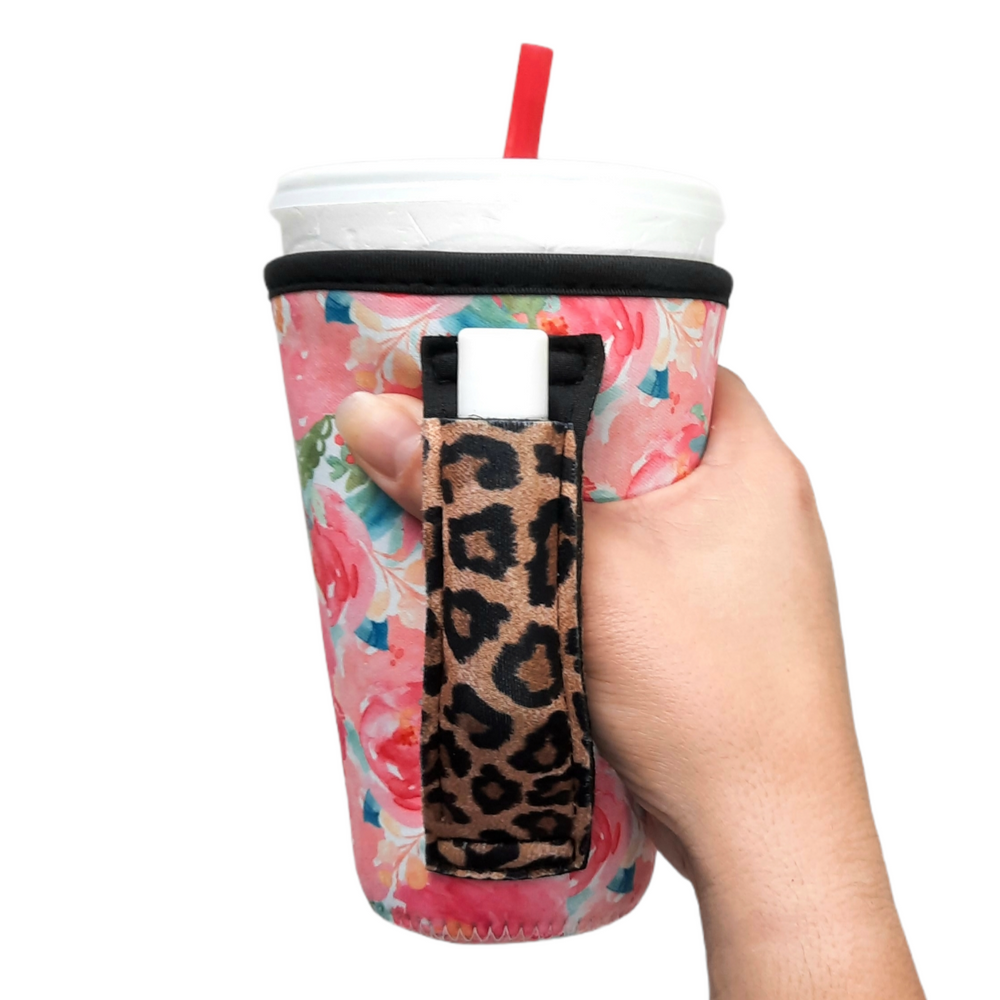 Summer Blooms w/ Leopard 16oz Pint Glass / Tumbler / Tea / Grande Coffee / Medium Drinks Handler™