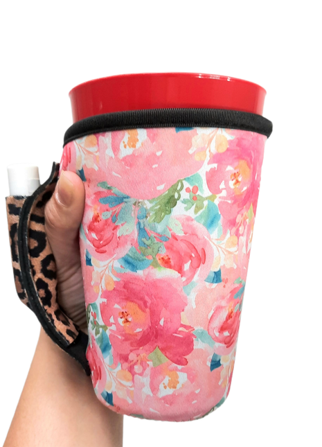 Summer Blooms w/ Leopard 16oz Pint Glass / Tumbler / Tea / Grande Coffee / Medium Drinks Handler™