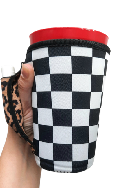 Checkerboard w/ Leopard 16oz PINT Glass / Medium Fountain Drinks and Tumbler Handlers™