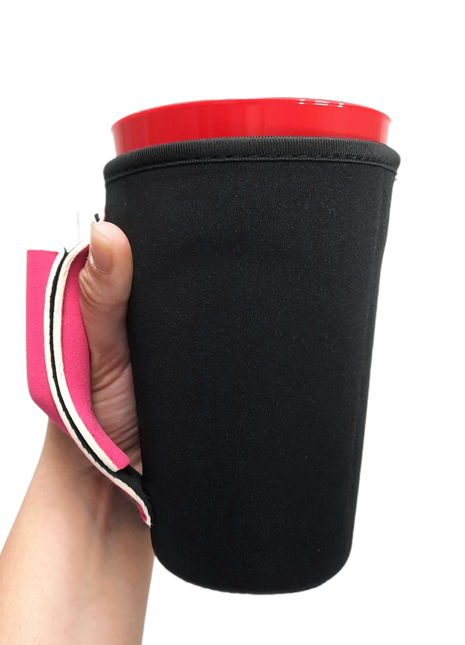 Black w/ Hot Pink 16oz PINT Glass / Medium Fountain Drinks and Tumbler Handlers™