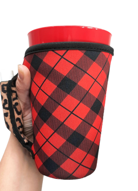 Red Plaid w/ Leopard 16oz PINT Glass / Medium Fountain Drinks and Tumbler Handlers™