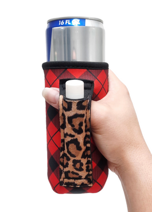 Red Plaid w/ Leopard 16oz Can Handler™