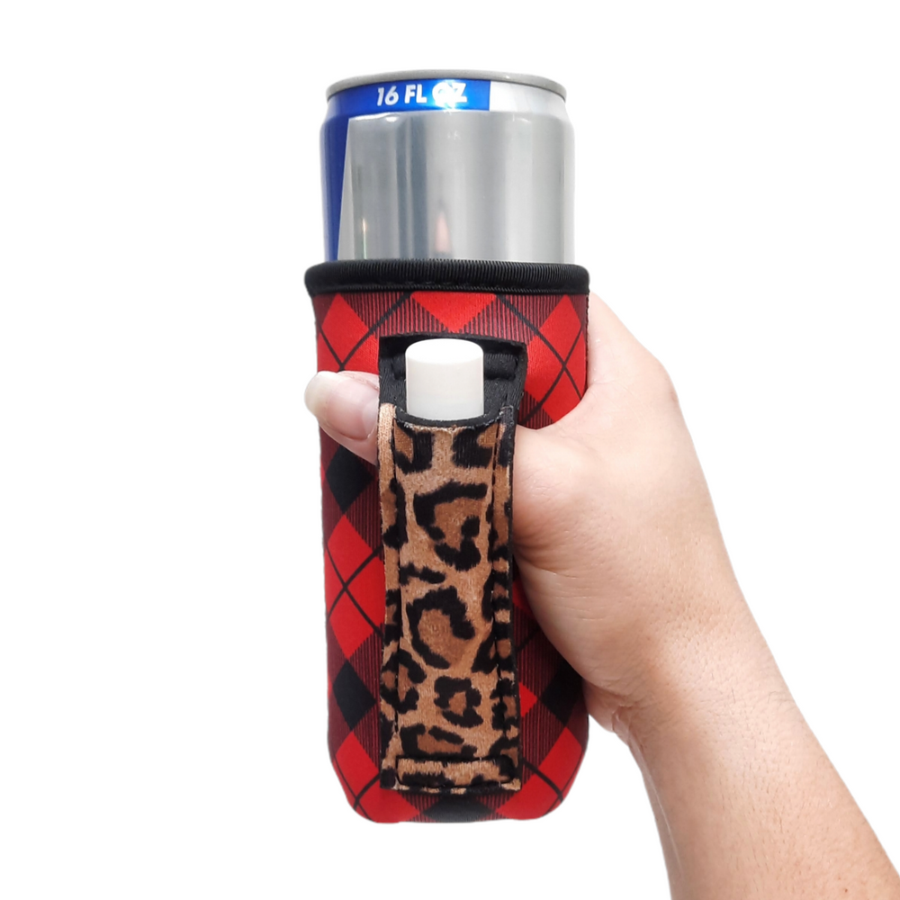 Red Plaid w/ Leopard 16oz Can Handler™