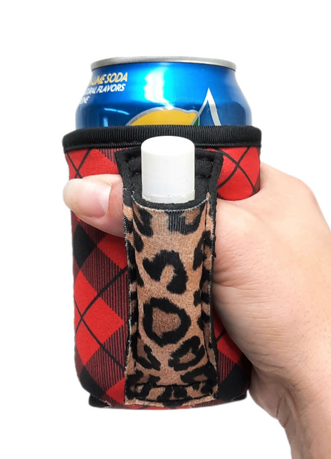 Red Plaid w/ Leopard 12oz Stubby Can Handler™
