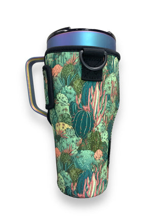 Coral Cactus 25-35oz Tumbler With Handle Sleeve