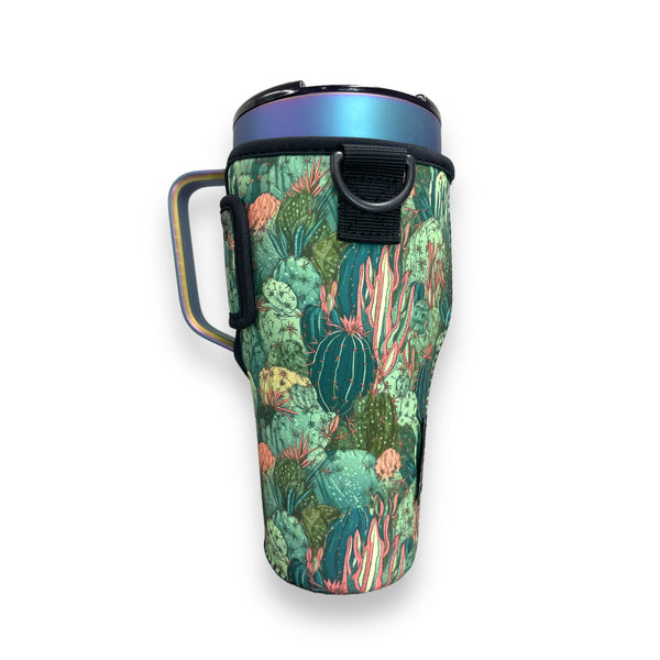 Coral Cactus 25-35oz Tumbler With Handle Sleeve
