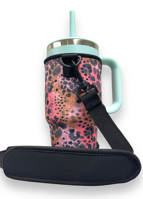 Blushing Leopard 25-35oz Tumbler With Handle Sleeve