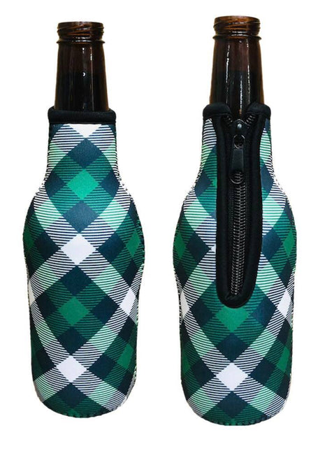 GREEN PLAID 12OZ BOTTLENECK SLEEVE