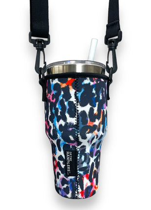Watercolor Leopard 25-35oz Tumbler With Handle Sleeve