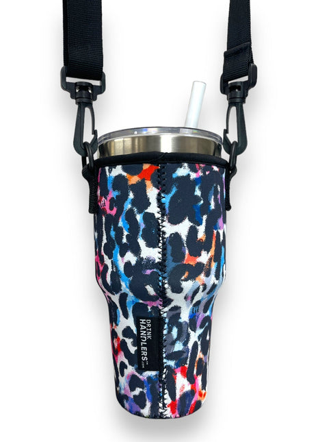 Watercolor Leopard 25-35oz Tumbler With Handle Sleeve