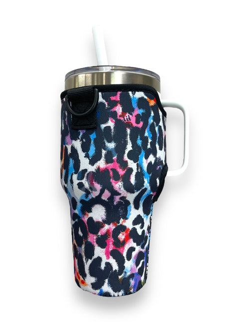 Watercolor Leopard 25-35oz Tumbler With Handle Sleeve