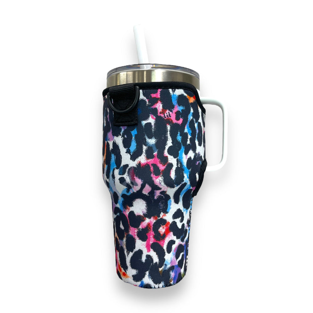 Watercolor Leopard 25-35oz Tumbler With Handle Sleeve