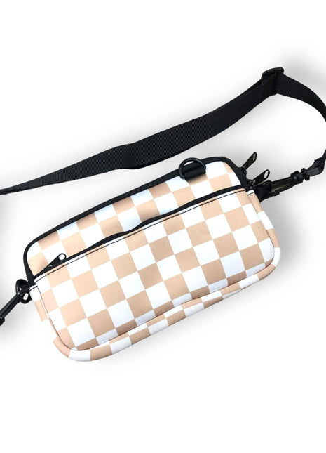 Tan Checkerboard Cross Body Purse