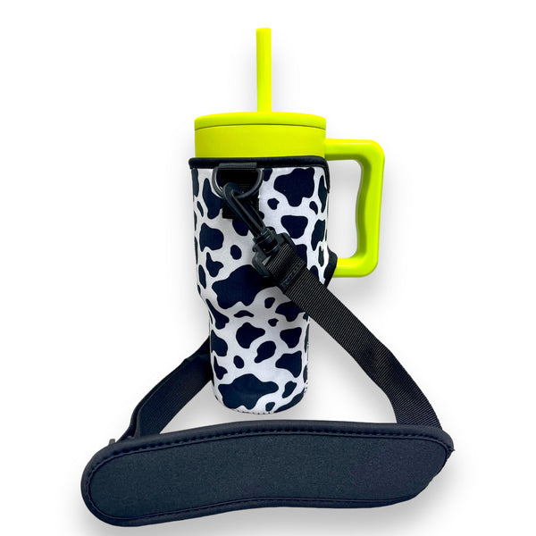 Black and White Cow Print 25-35oz Tumbler With Handle Sleeve