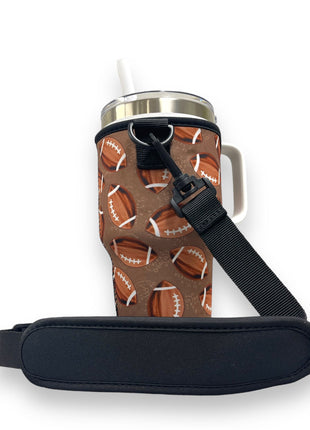 Footballs 25-35oz Tumbler With Handle Sleeve