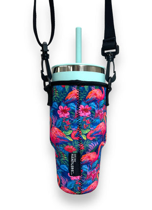 Bright Flamingo 25-35oz Tumbler With Handle Sleeve
