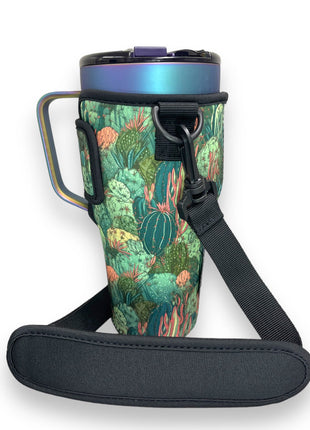 Coral Cactus 25-35oz Tumbler With Handle Sleeve
