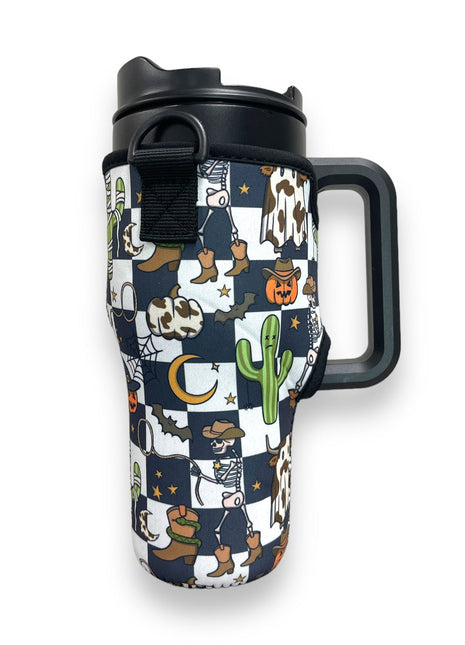 Halloween Checkers 25-35oz Tumbler With Handle Sleeve